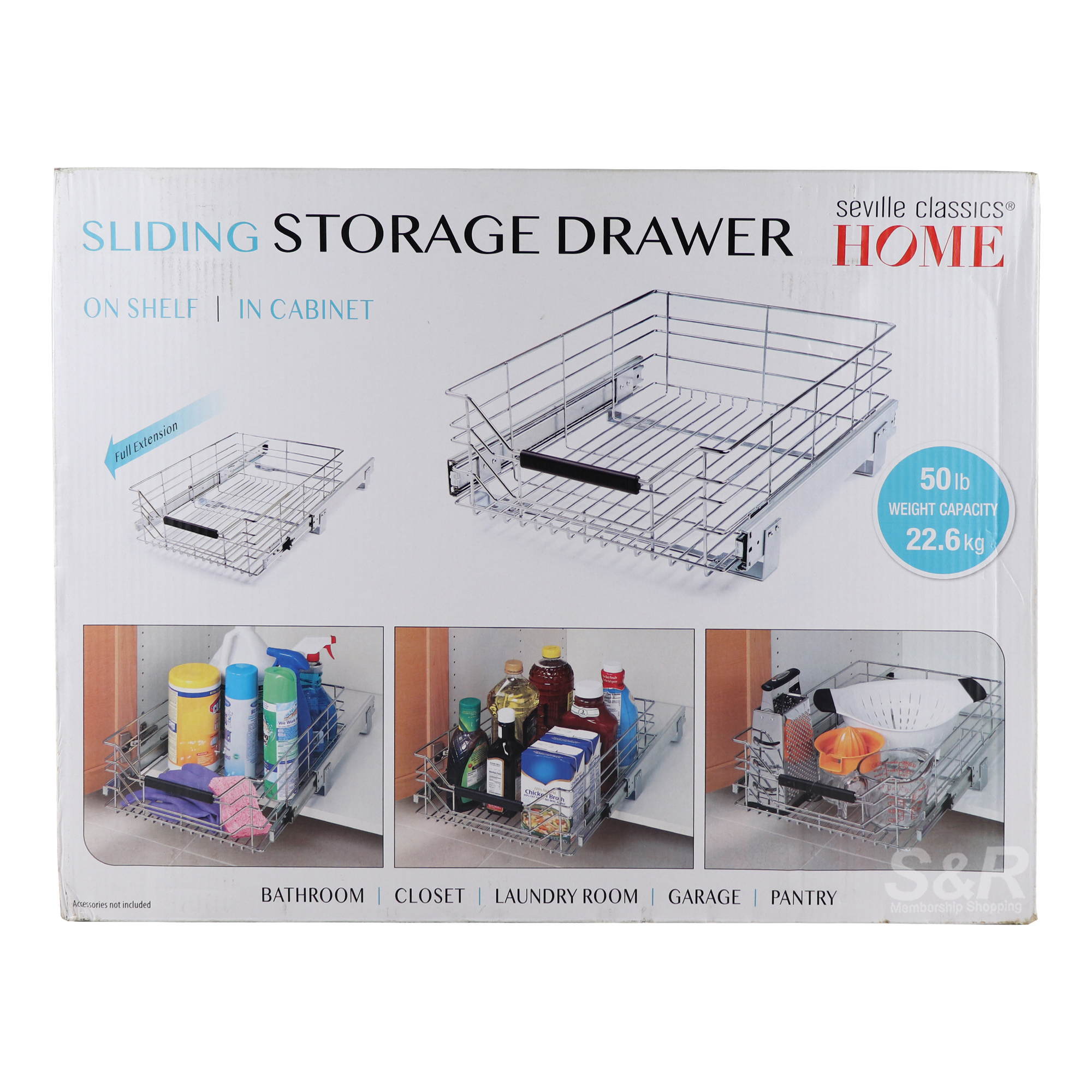 Seville Classics Home Sliding Storage Drawer 1pc